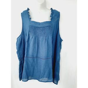 Ava James blue sleeveless 3X blouse